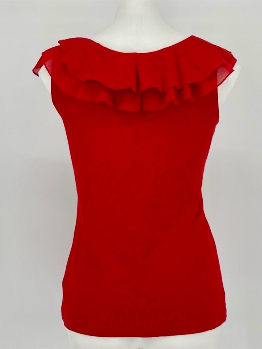 Chaps Women's Solid Color Ruffled V-Neck Top - Picture 3 of 8